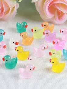 40 stuks willekeurig gekleurde glow-in-the-dark rubberen eendjes, mini-eenden, eendenspeelgoedset, mini glow-in-the-dark hars eendjesknutsels, kleurrijke kleine glow-in-the-dark eendminiaturen, levendige, verzamelbare, schattige feestgunsten, cadeauzakjes, paas- en kerstcadeaus