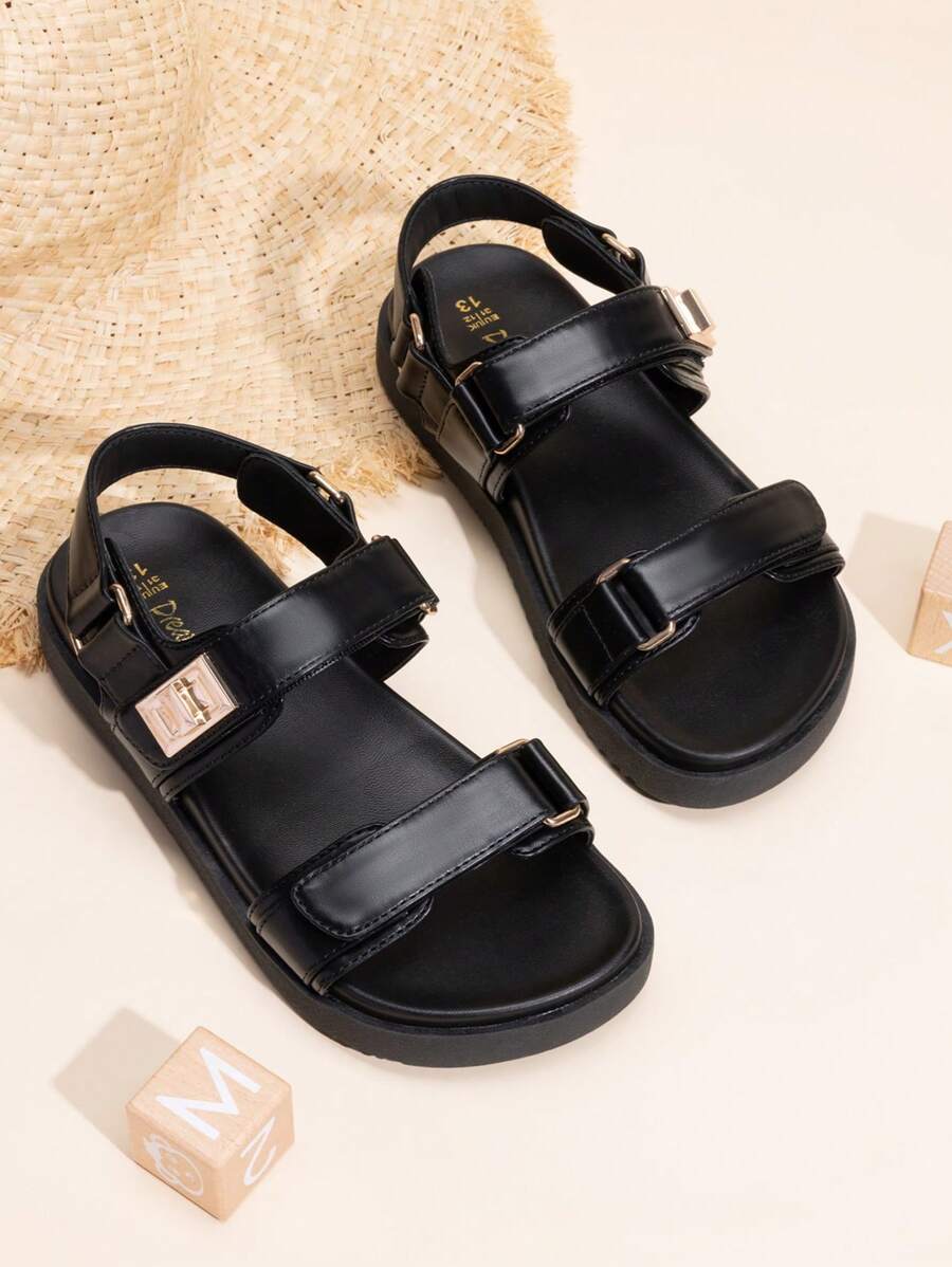 Girls Sandals Two Strapped Casual Open Toe Sandals Little Kid/Big Kid - 黑色 - 查看 1