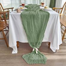 1 Pack/6 Packs Christmas Sage Green Sheer Table Runner, 10 Feet (35x120 Inches), Sheer Table Runner, Suitable For Wedding Reception, Bridal Birthday Party, Boho Chic Dining Table Decor, Rustic Romantic Wedding Table Runner - Olive Green - View 6