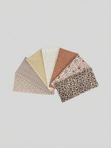 7 色复古棕色拼布面料套装，随机纯色、碎花、格子、波尔卡圆点面料套装，适用于 DIY 工艺品和缝纫，批发小块面料 - 咖啡棕 - 查看 3