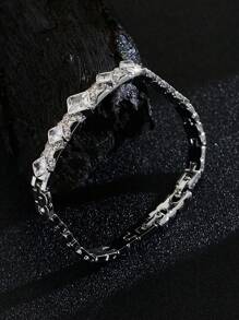 1 件女士时尚方形白色锆石手链，约会时的惊喜礼物 - 銀色 - 查看 3