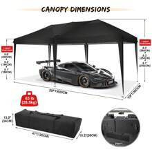 CAROMA 10x20 Pop Up Canopy Tent With 6 Sidewalls Easy Pop Up Tent 10x20 Waterproof Commercial Instant Shelter UPF 50+ Portable Gazebo Wedding Tents For Parties Carport Vender Events