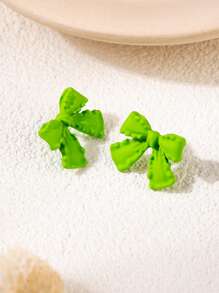 1 Pair Fashionable Lovely Chic Bowknot Design Earrings, Versatile High-End Elegant Ear Studs For Women
