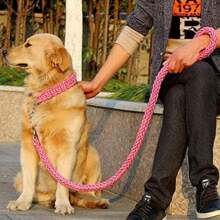 Correa Collar Perro Grande Gruesa Resistente Suave Larga - Rosa - Ver 2