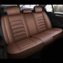 For 5 Seat Universal Luxury Faux Leather Waterproof Car Seat Cover Full Set Front Rear Back Cushion 360° Protector Interior Decor For Most Sedan Pickup Trucks Hatchbacks Suv Crossovers - Brown - View 3