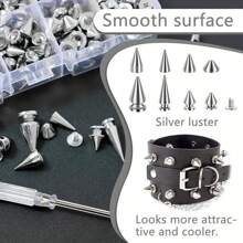 176 Sets Pointed Bead Screw Rivet, Punk Spikes And Studs Kit, Metal Tree Spikes Studs For Leathercraft And Punk Style Clothing Accessories DIY Craft Decoration - Multicolor - View 5
