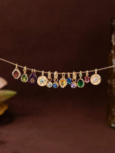 1 件不锈钢 12 生肖石吊坠，适合 DIY 珠宝礼物