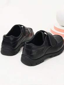 1 Pair Boys' Square Toe Thick Sole Loafers, Children's Black Leather Oxford Shoes, School Style Flat Shoes (Run Small, Suggest Ordering 1 Size Up) - Black - View 5