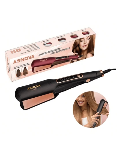 Plancha de pelo profesional, plancha de pelo de 220 ℃ con queratina de titanio (negra)