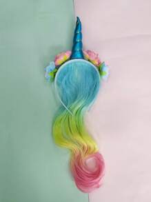 Unicorn Headband With Faux Flower, New European And American Fashion Headpiece, Party & Daily Wear