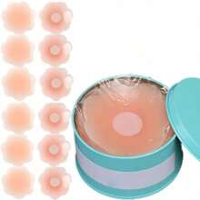 غطاءات للحلمات غير مرئية قابلة لإعادة الاستخدام من السيليكون للنساء، بشعور عاري ، شريط سيليكون للرفع ، لاصق شفاف غير زلق/ قابل للتنفس لغطاءات الحلمات الغير مرئية مع علبة، لملابس الداخلية والملابس الحميمة للنساء، للرياضة الخارجية، لبطانات الحميمة بلون الجلد/ وردي فاتح/ لرفع الصدر. مناسبة للزفاف، القمصان الخالية من الحمالة مع مقاومة للترهل، ذو تصميم دافع/دائري/أزهار - متعدد الألوان - مشاهدة 1