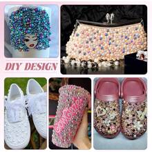 2.368 buah Mutiara Campuran Resin Rhinestone 3-10mm dengan Bagian Belakang Datar, Aksesori Perhiasan DIY untuk Casing Ponsel, Cermin, Gelas, Kerajinan Tangan, Sepatu - merah muda ungu hitam - View 3