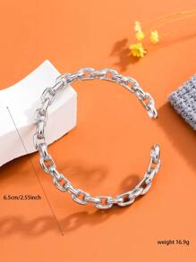 1pc Fashionable European Asymmetrical Vintage Exaggerated Smooth C-Shaped Copper Bracelet, Elegant Luxury Women Everyday Jewelry