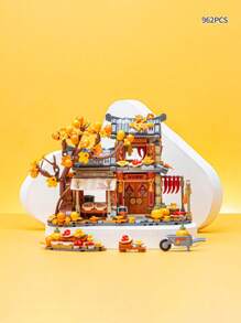 Juego de bloques de construcción en miniatura LOZ, decoración de escena callejera de panda, modelo de casa de árbol de flores de cerezo, recuerdo coleccionable, rompecabezas 3D de micropartículas, regalo del Día de San Valentín, regalo de cumpleaños para hombres y mujeres