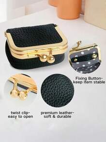 1 件复古风格迷你零钱包，紧凑型 PU 皮革首饰收纳盒，带按扣，适用于戒指、项链、耳环和配饰，纹理饰面，田园主题，椭圆形，可上锁，非常适合戒指和配饰，珠宝盒礼物女士女孩返校 - 彩色 - 查看 7