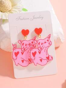 1 par de brincos de acrílico fofos de desenho animado de gato, unicórnio, galinha, vaca, poodle, leves, adequados para uso diário ou presente feminino - Brincos de animais - Ver 10