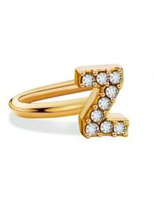 U-Shaped Gold 26 English Letters Rhinestone-Set Simple Ear Clip Personalized Fashion Mini Classic Earrings Without Piercing Ears