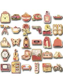 60 件复古可爱简约蝴蝶花朵涂鸦贴纸 DIY 装饰手机、电脑、吉他、水瓶防水贴纸 - 彩色 - 查看 8