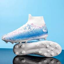 Men's Soccer Shoes High-Top Soccer Cleats Outdoor Breathable Athletic Professional Spikes Youth Boys Football Shoes Unisex