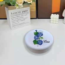 1 pieza Caja de almacenamiento de joyería personalizada con motivo floral y piedra natal, con nombre personalizado, caja redonda blanca que almacena anillos, collares, pendientes, regalo reflexivo para familia, amigos, pareja, mejor opción para el Día de San Valentín, boda, regreso a clases, lo personalizado lo hace único