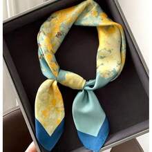 Pañuelo cuadrado de seda de 70*70cm con estampado de moda de lujo para mujeres, banda de cabello de satén suave, pañuelo, corbata, diadema femenina, foulard, cinta de bolso - A0241-30 - Ver 11