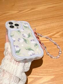 1 szt. etui na telefon z motywem tulipanów lawendowych i serca - w zestawie z paskiem na smycz do telefonu - kompatybilne z iPhone 16 ProMax, 14/13, 12, 11 Pro Max, XS Max, X, XR, 8, 7, Plus, Mini - idealne na prezent urodzinowy, dla dziewczyny, chłopaka lub do samodzielnego użytku