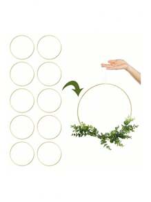 5pcs Gold Metal Floral Hoop For Christmas DIY Wedding Wreaths, Dream Catchers, And Wall Hangings - Golden Craft Hoop Rings With Endless Creative Possibilities,Christmas