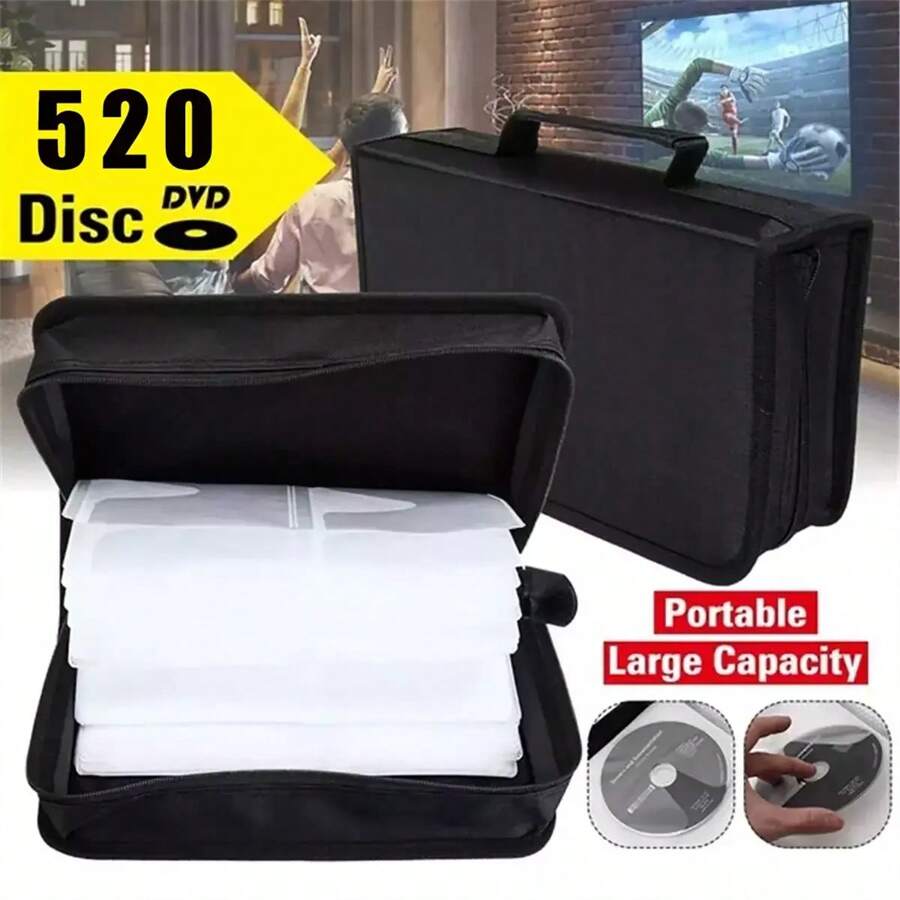 520 Disc CD/DVD Wallet Binder Book Sleeves Disc Storage Bag Carrying Case Black - Black - View 1