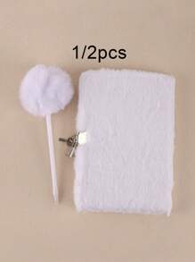 1/2pcs Notebook Pink Plush Diary With Lock: Personalize Your Secure Journal -A5 Size, Girls Heart Dream Notebook,School Supplies Journal Notebooks(Send A Ballpoint Pen),School Supplies,Back To School