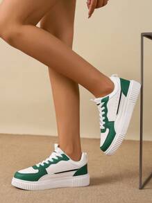 Zapatos de pareja tallas 36-45, zapatillas casuales para mujer y tenis para hombre, zapatos planos con cordones y suela blanda cómodos para hombre, calzado ligero y de bajo corte para uso diario - Verde - Ver 7