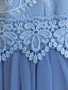Young Girl Grey-Blue Lace Tulle Dress, Flower Girl Dress For Wedding, Birthday Party, Special Occasion - Blue - View 6