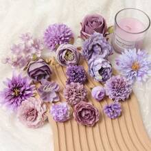 Purple Artificial Flowers Head For Wedding Decoration Fake Flower Home Decor Birthday Party DIY Bouquet Garland Gift Accessories