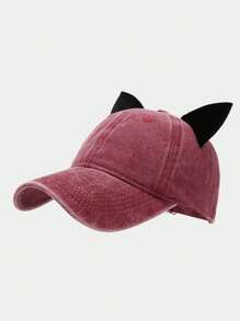 Velvet Cat Ear Baseball Cap For Women, Summer Soft Top Baseball Cap, Fashionable Student Couple's Unique Hat For Men.