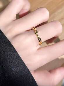 女士不锈钢结戒指 女孩金色星形指环 复古简约珠宝礼物