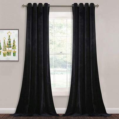 1pc Set Elegant Smoke Gray Velvet Curtains - Soft, Smooth, And Luxurious For Living Room, Bedroom, Or Dance Studio Decor