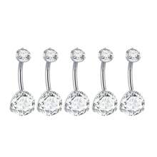1 件装钛 14G CZ 宝石肚脐环肚脐 Nombril 穿孔 6/8/10/12 毫米条形肚脐穿孔性感珠宝女士