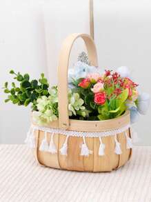 1pc Handwoven Flower Basket, Gift For Women's Day, Teacher's Day, Mother's Day, Succulent Basket, Storage Basket, Rattan Gift Basket