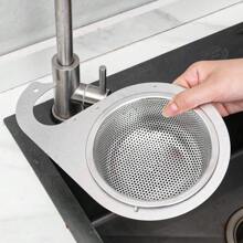 1pc Stainless Steel Sink Strainer Basket Removable Goosehead Storage Drainage Basket Kitchen Hanging Drain Rack - Stainless Steel Color - View 5