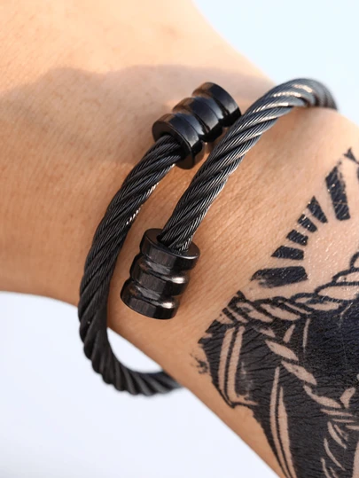 1pc Stainless Steel Wire-Woven Geometric Bracelet, Exquisite Gift Item