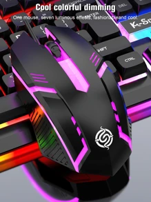 Cool Backlit Mechanical Keyboard & Mouse Set, Wired Gaming Keyboard And Mouse With Lighting Effect For Desktop Computer & Laptop - White Blue - View 7