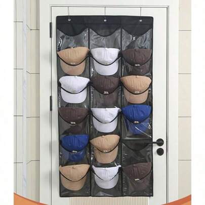 Bolsa de almacenamiento de sombreros de 24 paneles, bolsa de almacenamiento detrás de la puerta de múltiples funciones para gorras de béisbol, caja de joyas de viaje, estante para el cabello, organizador de pinzas, sujetador de cabello, almacenamiento de pinzas, almacenamiento de cuidado del cabello, almacenamiento de accesorios para el cabello, caja de almacenamiento, estuche para iPhone, protector de cámara, organizador de almacenamiento de gafas de sol, soporte para gafas, estuche de organización de almacenamiento de gafas, estante para gafas de sol, soporte de exhibición de gafas, estuche de gafas de sol
