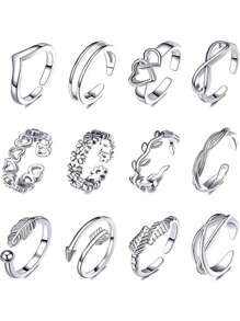 Fashionable And Elegant Metallic Gold Silver Adjustable Open Toe Ring Toe Ring Suitable For Summer Beach Tourism Women's Foot Jewelry - Multicolor - View 16