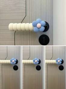 1pc Floral Door Handle Cover In Beige, Silent Anti-Collision Door Protector, Effectively Prevents Damage To Walls And Door Locks, Anti-Static Door Handle