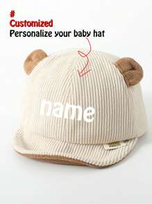 1 件个性化定制黑色婴儿帽 - 适合春季、秋季和冬季的可爱软帽檐帽 - 带百搭遮阳帽的婴儿棒球帽，适合男孩和女孩 - 适合 0-8 个月的婴儿，头围 44-48 厘米