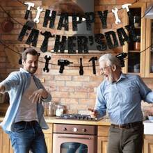 黑色闪光父亲节快乐横幅，我们爱爸爸横幅，父亲节派对装饰品，最佳爸爸父亲节横幅，父亲节派对用品照片道具 - Black Glittery - 查看 4