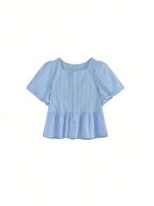Women's Plain Simple Short Sleeve Casual Blouse Top