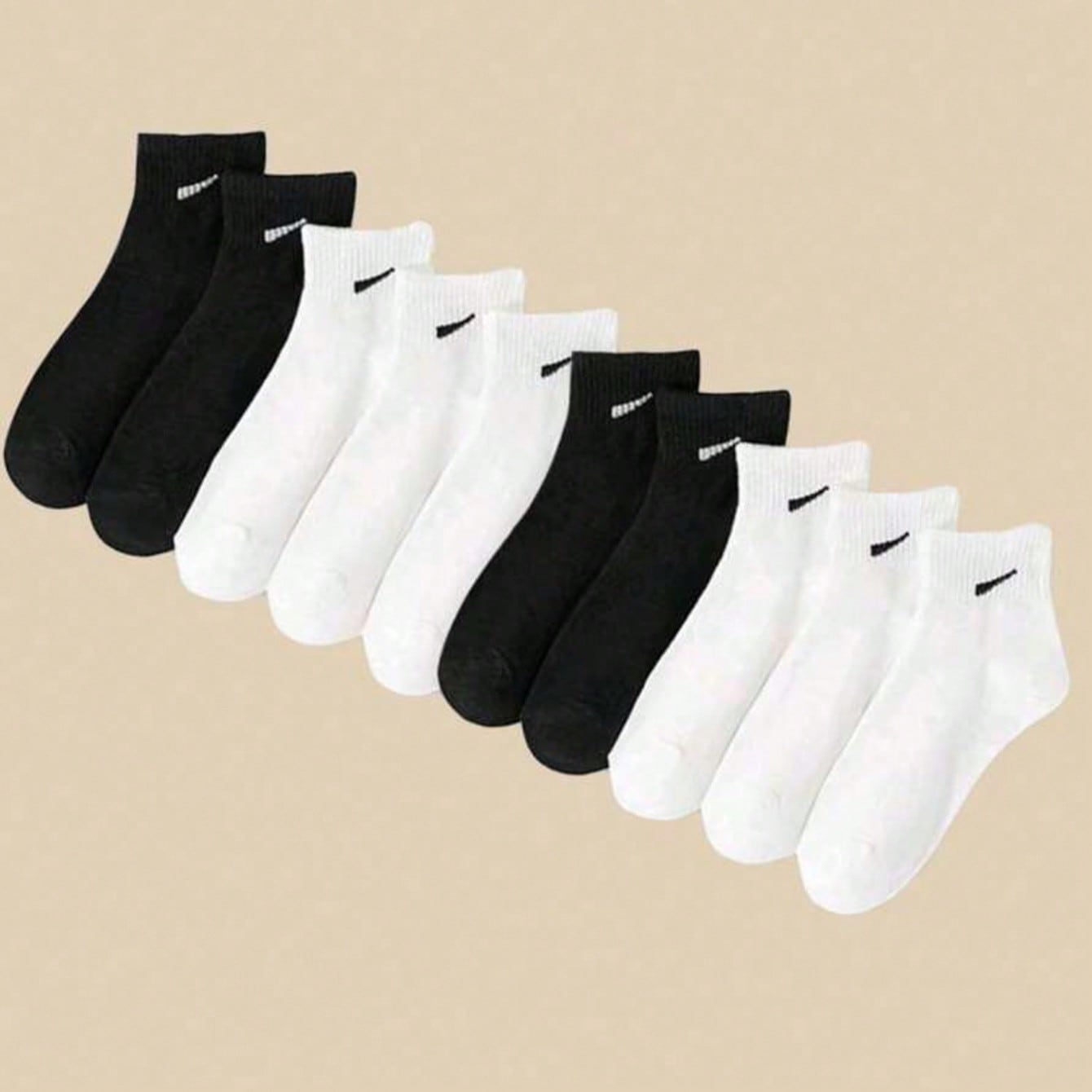 Juego de 50/40/24/20/16/12/10/8/6/4/2 pares de calcetines de tobillo con estampado de rayas negras y blancas, cómodos calcetines deportivos adecuados