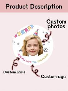 54-540 piezas Pegatinas personalizadas con foto/nombre "Feliz cumpleaños" para niños, etiquetas de cumpleaños personalizadas con imagen para bebés y niños pequeños, etiquetas de fiesta de cumpleaños personalizables para niños, pegatinas autoadhesivas personalizables para fiesta de cumpleaños de niños, etiquetas para bolsas de fiesta, 4x4cm, etiquetas para obsequios de fiesta, apropiadas para ella, mejor amiga, pareja, novia, esposa, colega - Estilo A - Ver 3