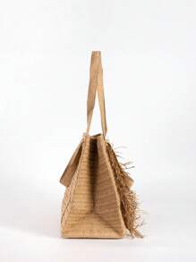 Bolso de playa grande con flecos tejidos a mano, bolso de compras de hombro para damas para viajes