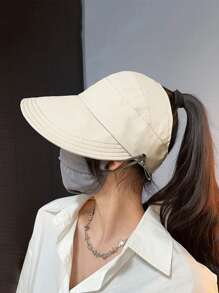 1 件女式卡其色棒球帽,夏季防晒遮阳帽,带马尾辫孔,透气镂空上衣,宽边,适合户外、徒步旅行、跑步,适合春季、夏季、秋季 - 卡其色 - 查看 5